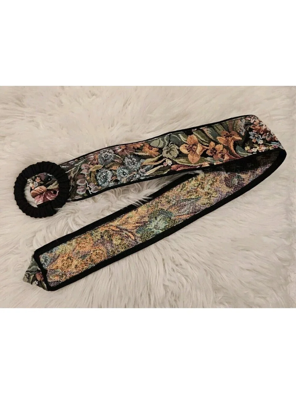 Robbie Nelson Tapestry Vintage Belt Embroidered Floral 34 Inches